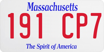 MA license plate 191CP7
