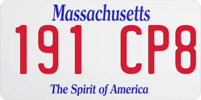 MA license plate 191CP8