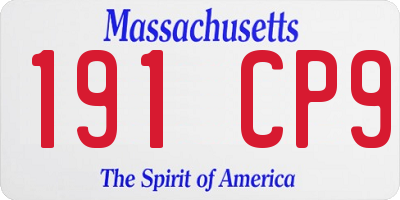 MA license plate 191CP9
