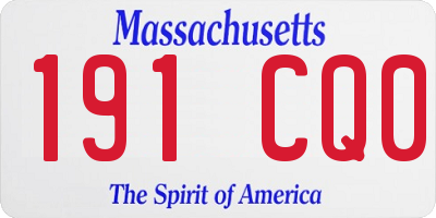MA license plate 191CQ0