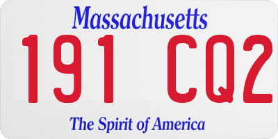 MA license plate 191CQ2