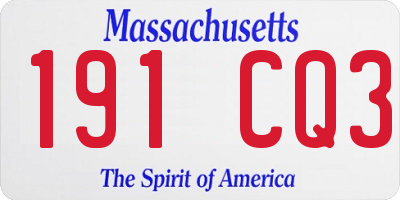 MA license plate 191CQ3