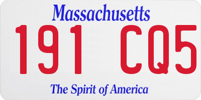MA license plate 191CQ5
