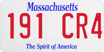 MA license plate 191CR4