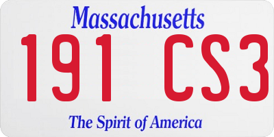 MA license plate 191CS3