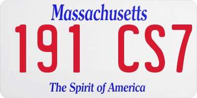 MA license plate 191CS7