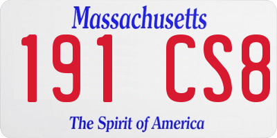 MA license plate 191CS8