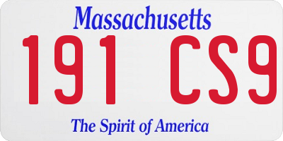 MA license plate 191CS9
