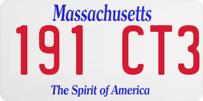 MA license plate 191CT3