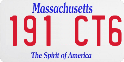 MA license plate 191CT6