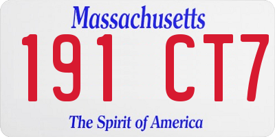MA license plate 191CT7