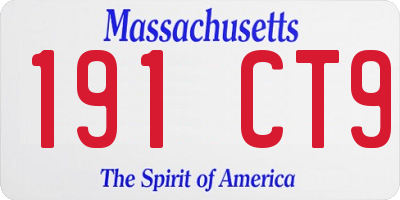 MA license plate 191CT9