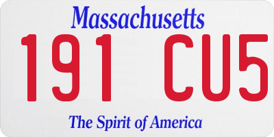 MA license plate 191CU5