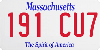 MA license plate 191CU7