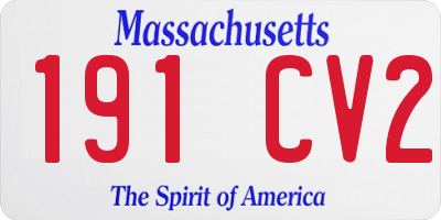 MA license plate 191CV2