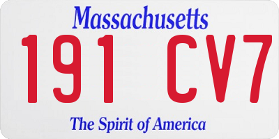MA license plate 191CV7