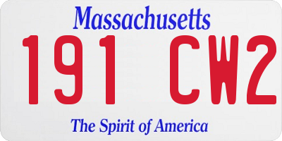 MA license plate 191CW2