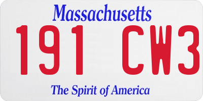 MA license plate 191CW3
