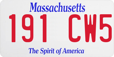 MA license plate 191CW5