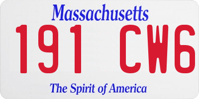 MA license plate 191CW6