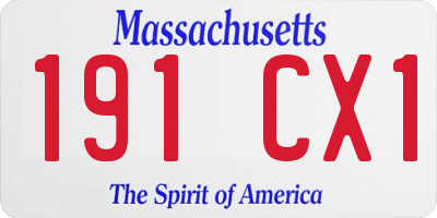 MA license plate 191CX1