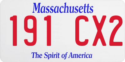MA license plate 191CX2