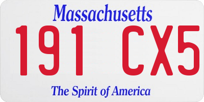 MA license plate 191CX5