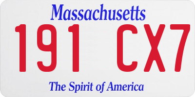 MA license plate 191CX7
