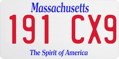 MA license plate 191CX9