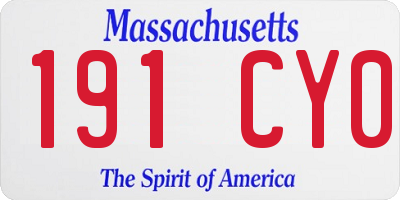 MA license plate 191CY0