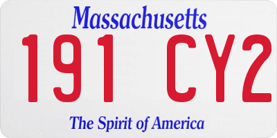 MA license plate 191CY2