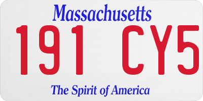 MA license plate 191CY5