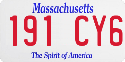 MA license plate 191CY6