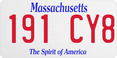 MA license plate 191CY8