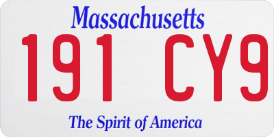 MA license plate 191CY9