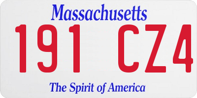 MA license plate 191CZ4