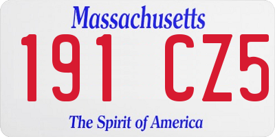 MA license plate 191CZ5