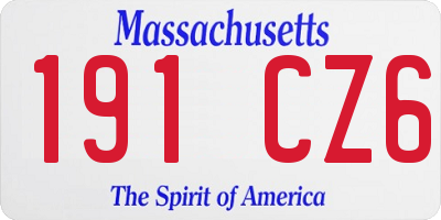 MA license plate 191CZ6