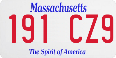 MA license plate 191CZ9