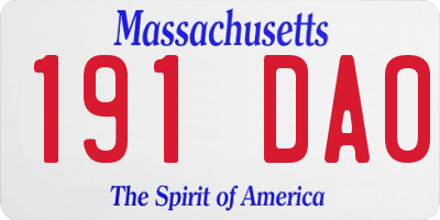 MA license plate 191DA0