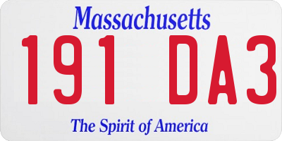 MA license plate 191DA3