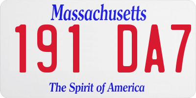 MA license plate 191DA7