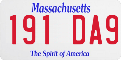 MA license plate 191DA9