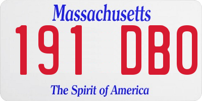 MA license plate 191DB0