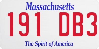 MA license plate 191DB3