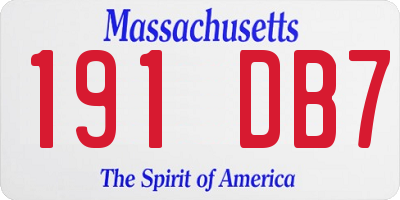 MA license plate 191DB7