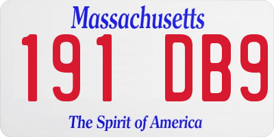 MA license plate 191DB9