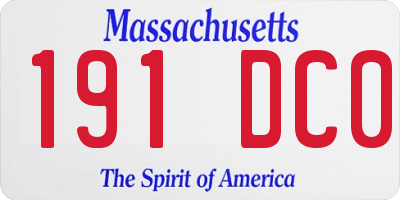 MA license plate 191DC0