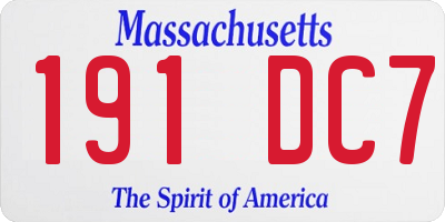 MA license plate 191DC7