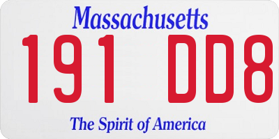 MA license plate 191DD8